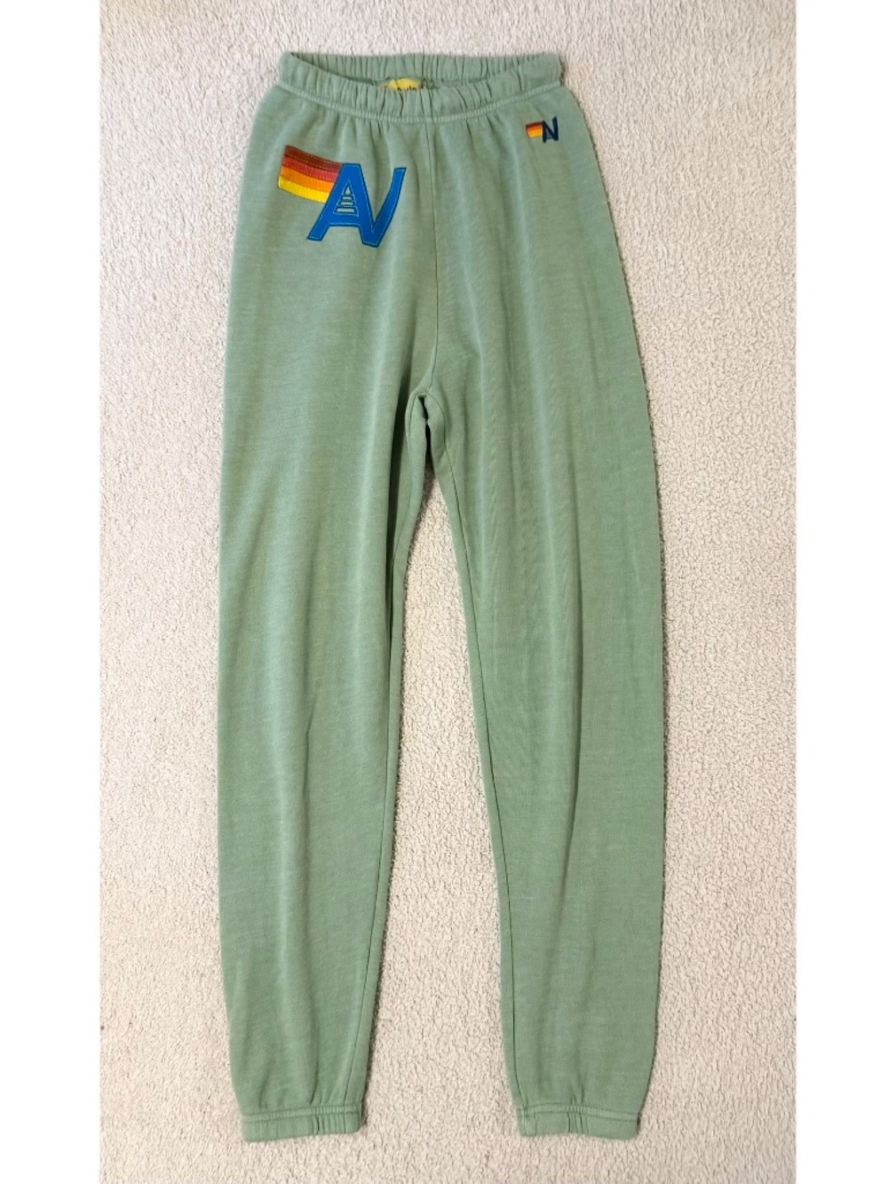 Aviator Nation Logo Stitch Sweatpants Sage Green XS - Picture 2 of 5